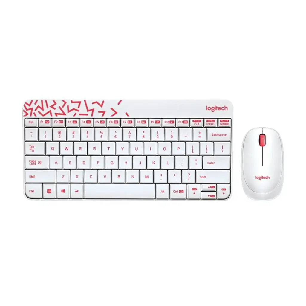 Logitech MK240 NANO Wireless Combo (Mouse&Keyboard) (White/Red)
