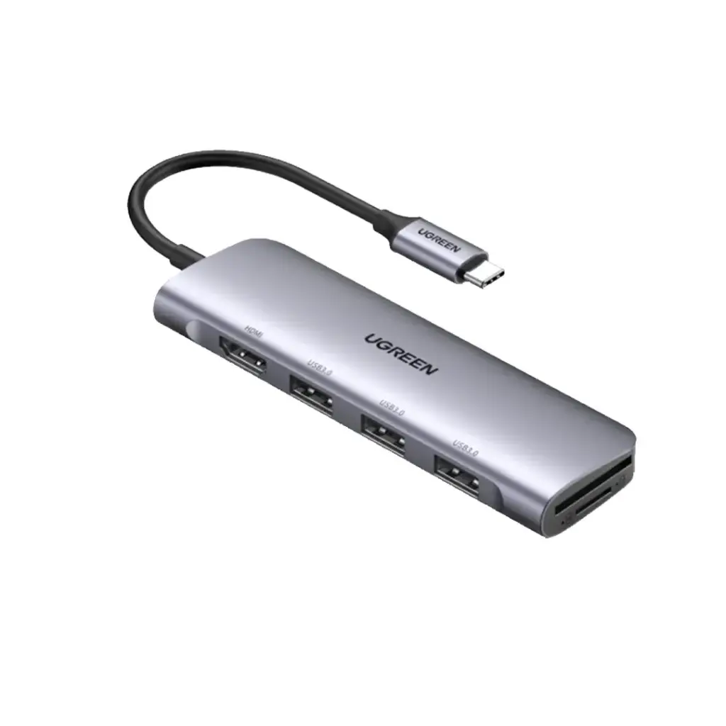 Ugreen - 6-in-1 USB-C Multifunction Adapter - CM511 (P/N: 20956A) - 3xUSB-A, 1xHDMI, 1xSD Card Slot, 1xTF Card Slot