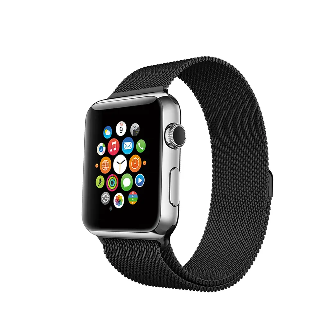 iGuard by porodo - Steel Mesh Watch Band (Compatible with Series 7,6,5,4 and SE) | Color: Black | 44mm/45mm