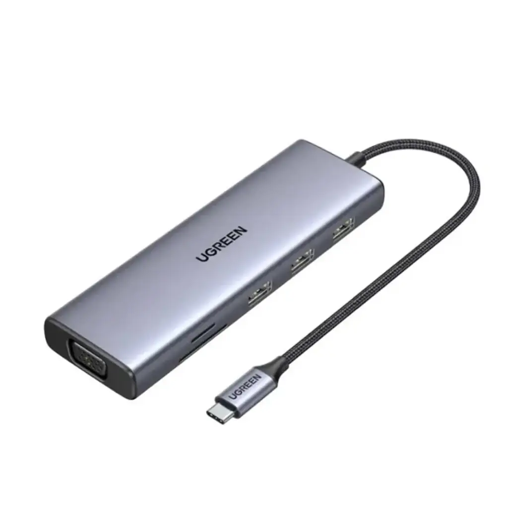 Ugreen - 9-in-1 Type-C Multifunction Adapter 4K - CM498 (P/N: 15600) - 1xUSB-C, 3xUSB-A, 1xHDMI, 1xVGA, 1xRJ45, 1xSD Card Slot, 1xTF Card Slot