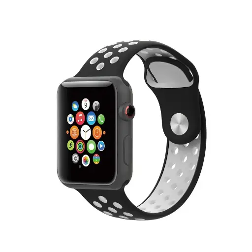 iGuard by porodo - Sports Silicone Watch Band (Compatible with Series 7,6,5,4 and SE) | Color: Black | 44mm/45mm