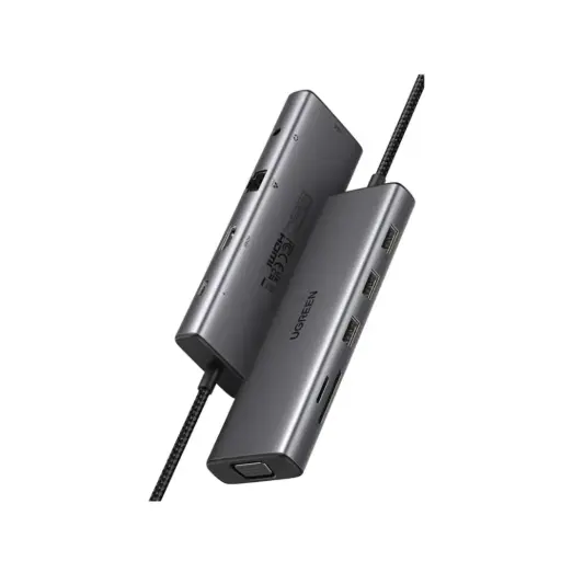 Ugreen - 10-in-1 USB-C Multifunction Adapter - CM498 (P/N: 15601) - 1xUSB-C, 1xHDMI, 1xVGA, 3xUSB-A, 1xRJ45, 1xSD Card Slot, 1xTF Card Slot, 1x3.5mm Audio